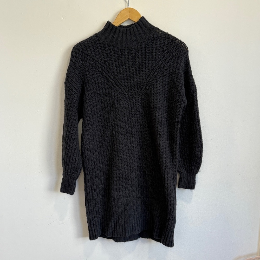 Old Navy Women's Tunic Sweater Turtleneck Knit Charcoal Black Size Small